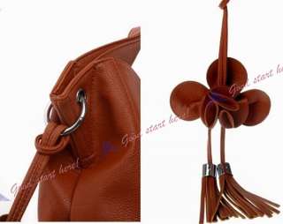   Fashion Womens Flowers Tassel Clutch Purses Shoulder Bags PU Leather