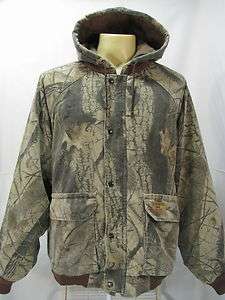 VTG Duxbak Camo Duck Hunting Realtree Quilted Hoodie Jacket Forest 