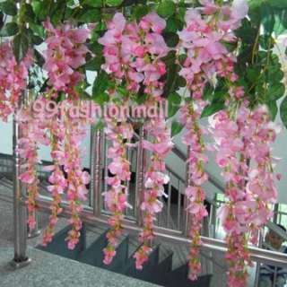   80cm/31Artificial Silk Wisteria Bush Flower Vine Wedding Garland Pink
