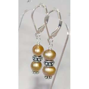  .925 Silver Freshwater Gold Tone Genuine Cultured Pearl 