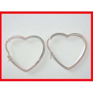   Heart Hoop Earrings Sterling Silver .925 #0586 Arts, Crafts & Sewing