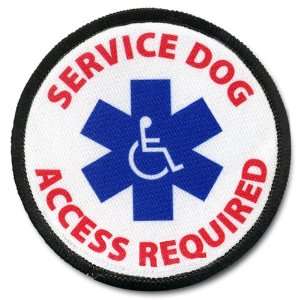  SERVICE DOG Access Required Black Rim Symbol 4 inch Sew on 