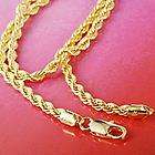 18K Yellow Gold Filled Mens Rope Necklace Knot 24 Twist Link Chain 
