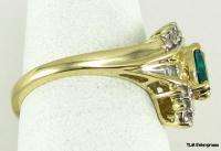 Synthetic EMERALD & DIAMOND RING   10k Yellow Gold  