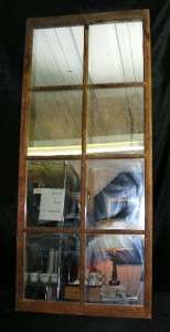 Old Vintage Large 8 Pane Distressed Wood Window Frame Wall Mirror 