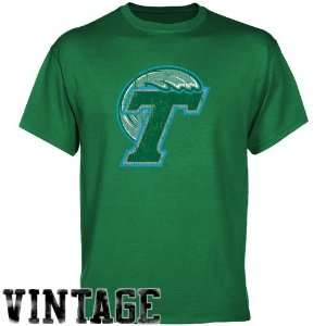 Tulane Green Wave Kelly Green Distressed Logo Vintage T shirt  