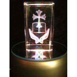  Laser Etched Crystal Cube Cross Hands Bible Everything 