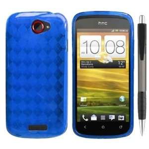Semi Transparent Blue Checker Design Protector TPU Cover Case for HTC 