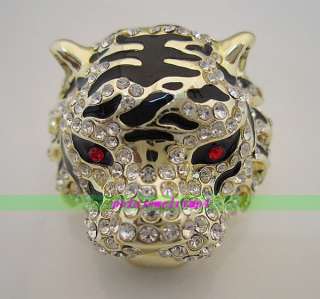 New gilded tiger head with crystal ring size 8,9,10  