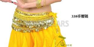 Belly Dance 338 Gold Coins Fringe Costume Belt Skirt  