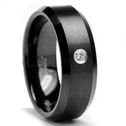   Tungsten Carbide Mens Diamond Accent Ring (8 mm)  
