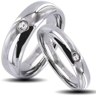 Tungsten Carbide Classic Cubic Zirconia His and Hers Wedding Band Set 