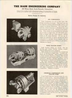 Nash Pumps Gas Chemical Air Compressor Vacuum 1948 AD  