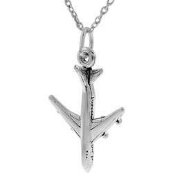 Sterling Silver Airplane Necklace  