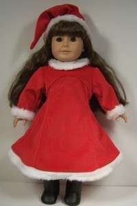   Christmas Suit DRESS BOOTS HAT Doll Clothes For AMERICAN GIRL