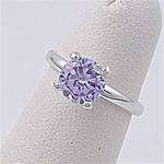 Sterling Silver 925 Womens size 9 Purple Solitaire Engagement CZ ring 