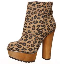 Betsey Johnson Womens Maybill Leopard Platform Booties Price $45.49