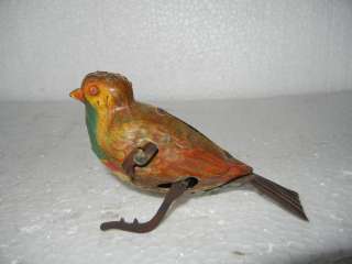 Vintage Windup Jumping Bird Litho Tin Toy, Germany  