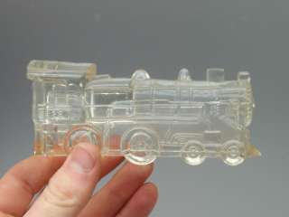 Antique 888 Clear Glass Engine Train Candy Container Old Bottle 