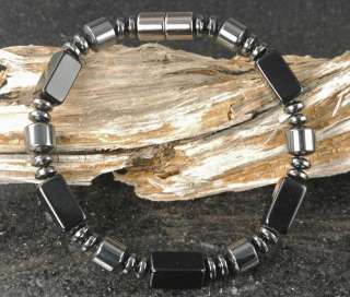 Mens Powerful Magnetic Hematite Brick Obsidian Bracelet and or 