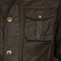 Steve Madden Mens Faux Leather Military Jacket  