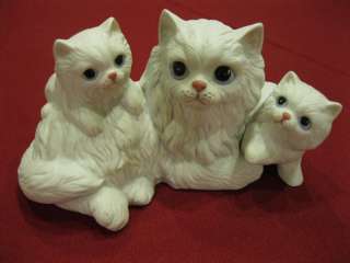 Homco playful white mother cat with kittens figurine  
