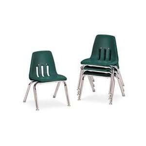9000 Series Classroom Chairs, 12 Seat Height, Forest Green/Chrome, 4 