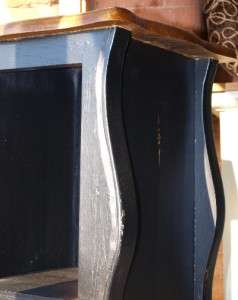 French Style Distressed Black Bedside / Lamp Table  