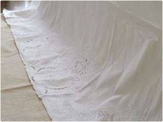 Hand Rose Embroidery Hemstitch Cotton Bed Sheet + Pillowcase L  