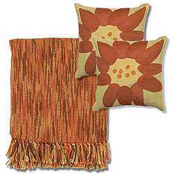 Rust/ Brown Throw and Decorative Pillow Set  