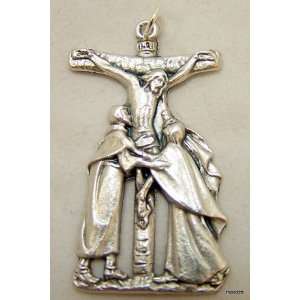   Silver Saint & John Mary Taking Jesus Off Cross Medal Jewelry