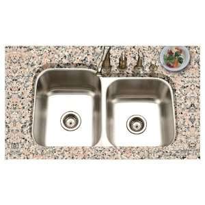 Houzer Eston Undermount 60 / 40 Double Bowl Sink in Stainless Steel 