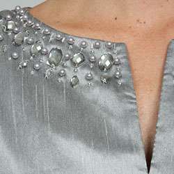 Jessica Howard Womens Silver Shantung Sheath Dress  