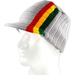 Iced Out Gear Mens Grey Jamaican style Beanie Hat  