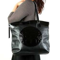 Coach Laura Logo Black Leather Tote Bag  