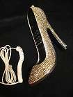 High Heel Telephone shoe with bling in silver METALLIC Rhinestones 