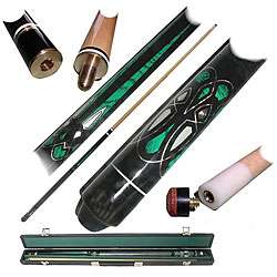 Emerald Green 2 piece Pool Cue with Replacement Tips  