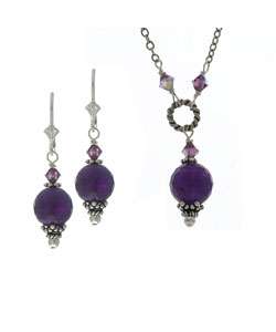 Charming Life Sterling Silver Amethyst Necklace and Earring Set 