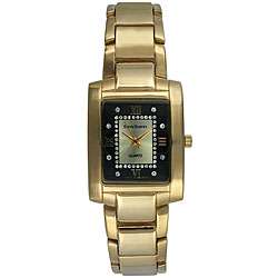 Steve Harvey Mens Gold Rectangular Black Dial Watch  
