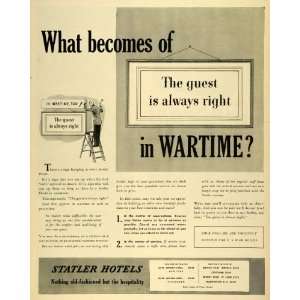  Military Lodging Rates War Efforts   Original Print Ad