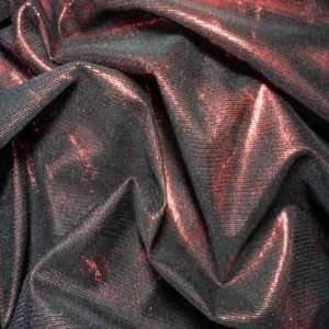  Metallic Stretch Mesh Fabric Red Black