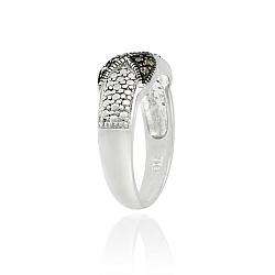   Silver 1/8ct TDW Brown Diamond X Design Ring  