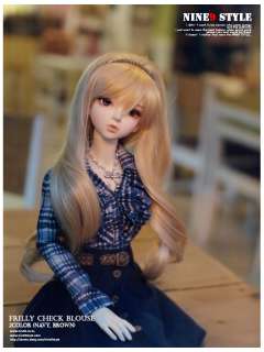 Frilly check blouse(navy,brown) BJD clothes outfit SD16, SD13, MSD 