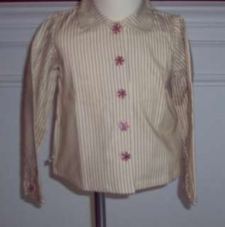 Coco Bonbons Candy Striped Blouse Shirt Pink Brown New  