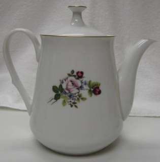 Pink Rose Teapot Five Cups Gold Trim China Porcelain  