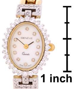 Geneve 14k Gold Diamond Oval Case Watch (1.07ct TDW)  