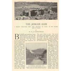  1913 Egypt Assuan Dam Nile River Esneh illustrated 