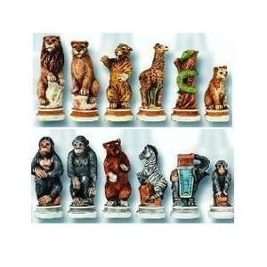  Animal Kingdom   Chessmen   Hand Painted History Themed 