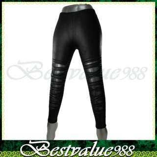 Womens Black Faux Leather Legging Punk Gothic Tights Shiny Pants Xmas 