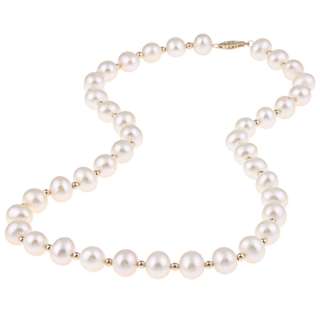   14k Yellow Gold Freshwater Pearl Necklace (9 10 mm)  
